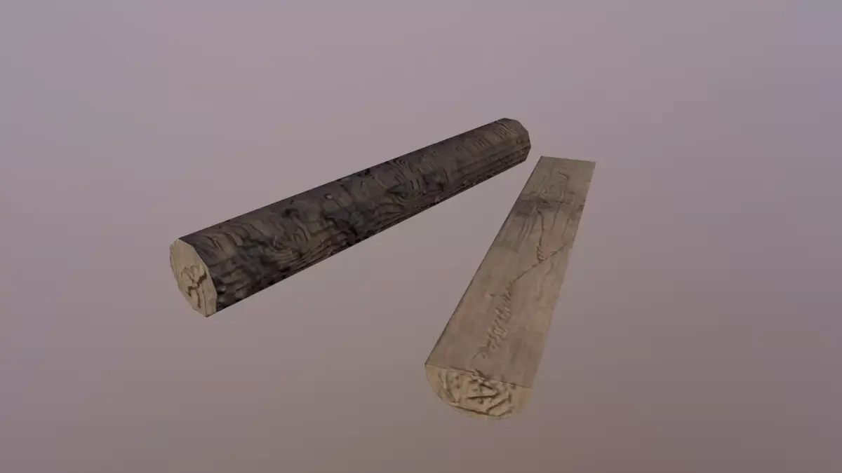 Stump pair of wooden sticks Free low-poly 3D model