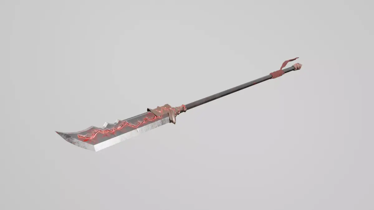 Low Poly Bloodforge Guandao - Chinese Polearm - Game Ready PBR Low-poly 3D model