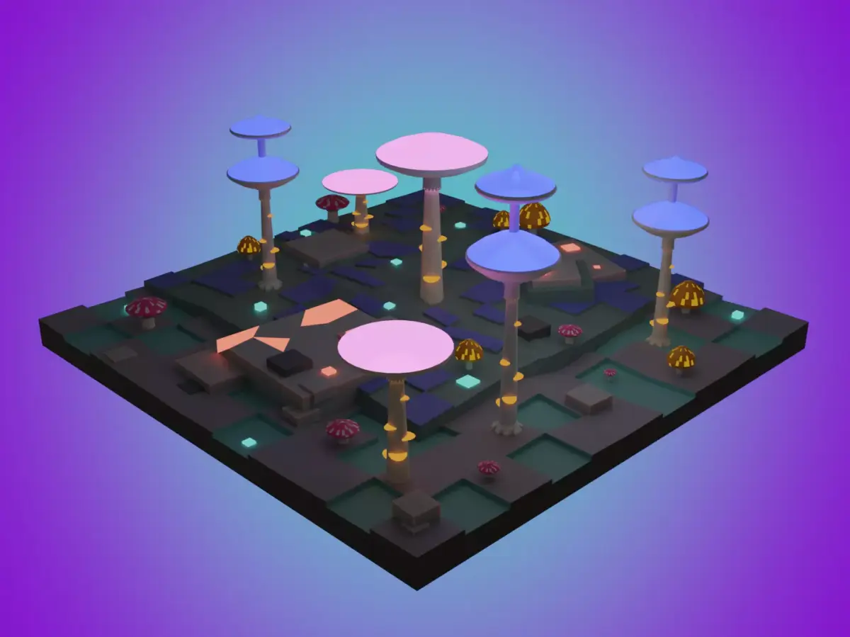 Magic Mushroom Biome Low-poly 3D model