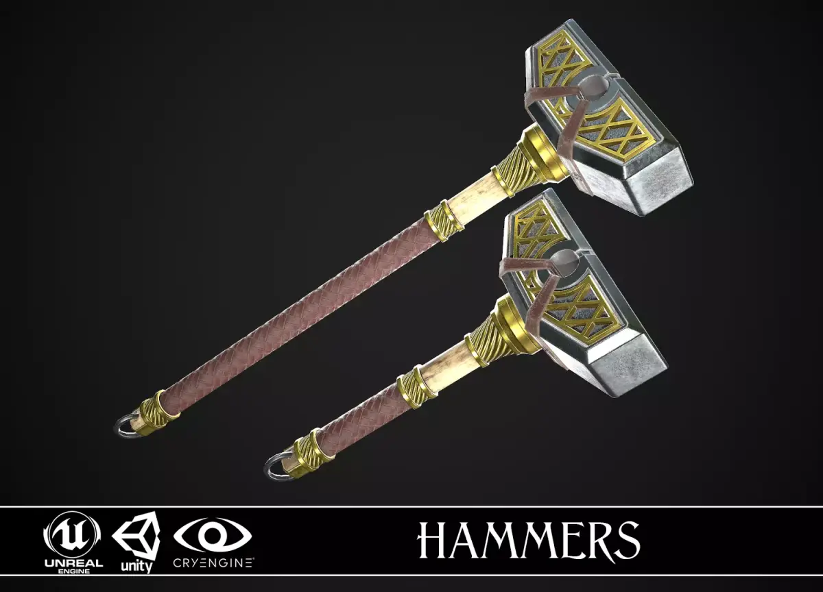 Fantasy Hammers 05 3D Model Pack
