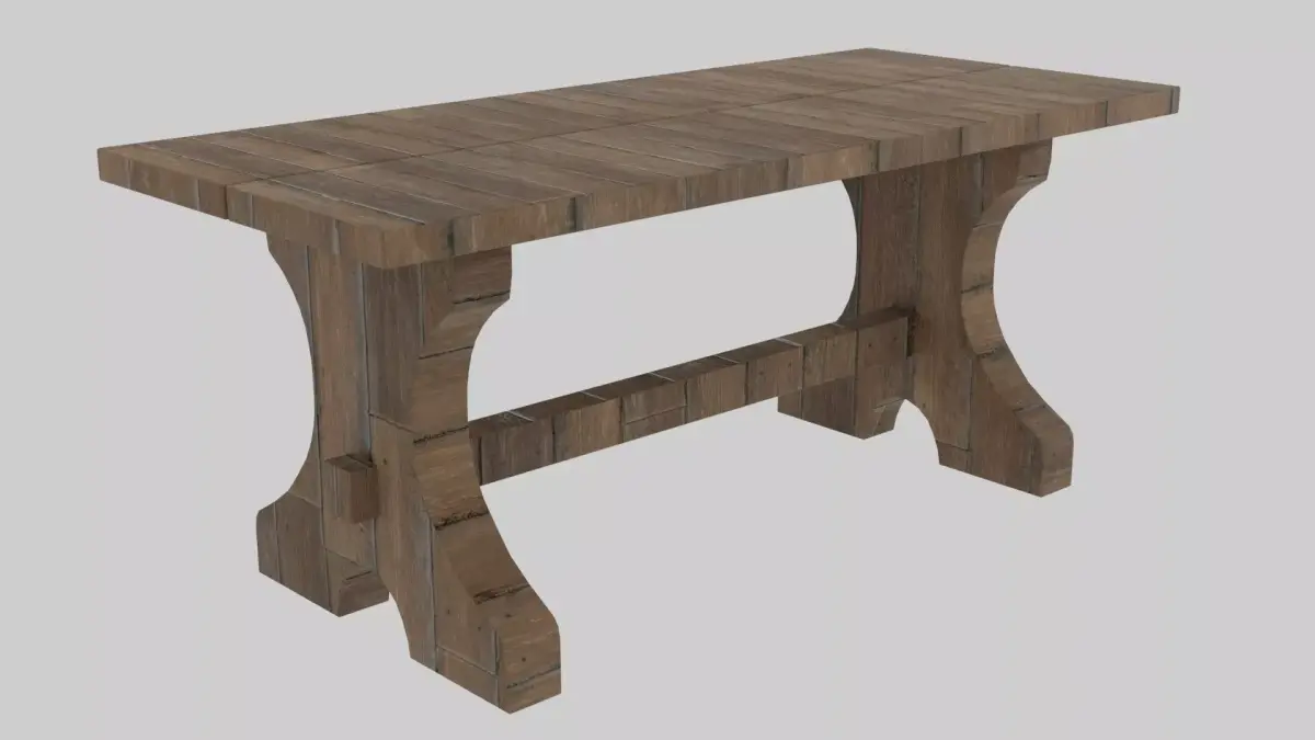 Wooden Bench Chair with Textures Low-poly 3D model
