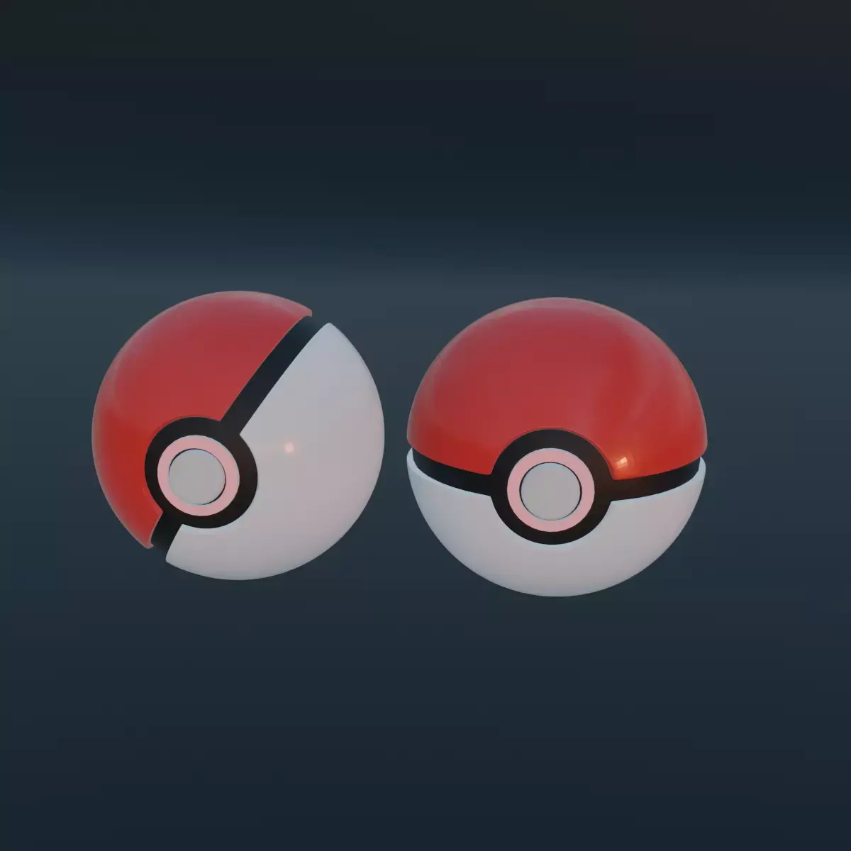 Pokemon ball Low-poly 3D model