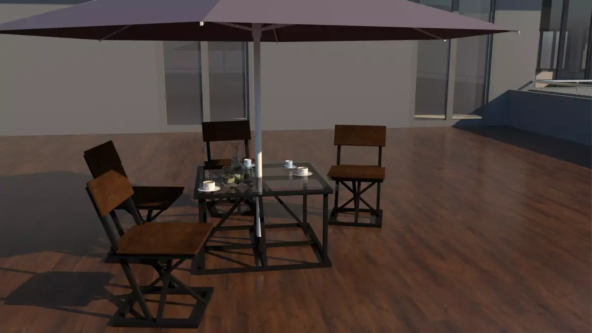 Outdoor coffee table combined with umbrella  3D model
