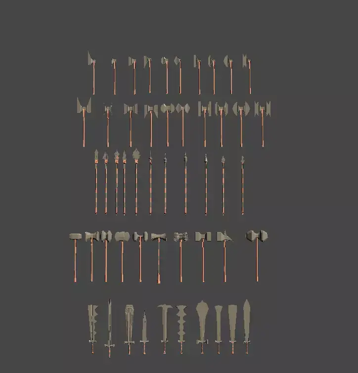 Ork weapons collection  Low-poly 3D model