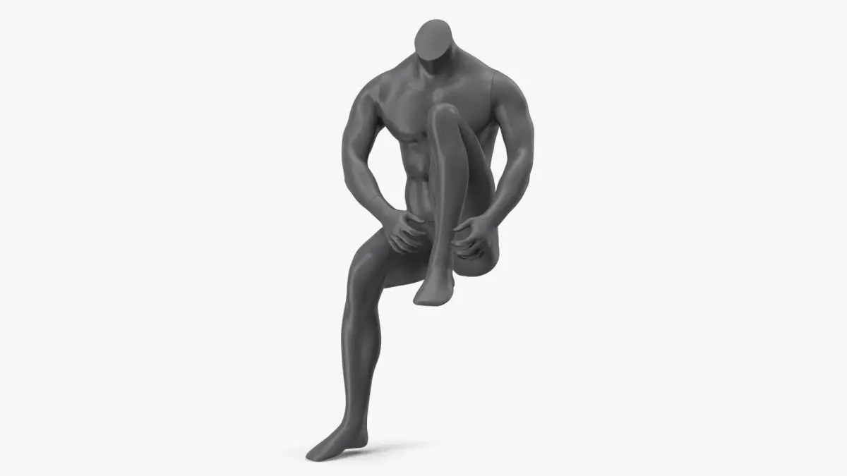 Sitting Sports Mannequin Male Black 3D model