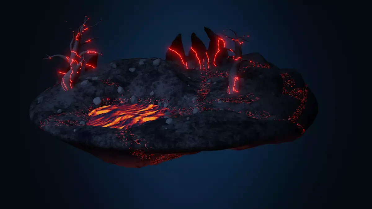 Volcanic Floating Island Low-poly 3D model