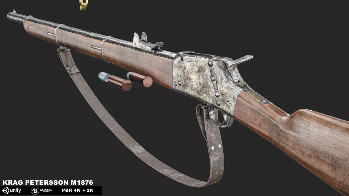 Krag Petersson M1876 with Bayonet Low-poly 3D model