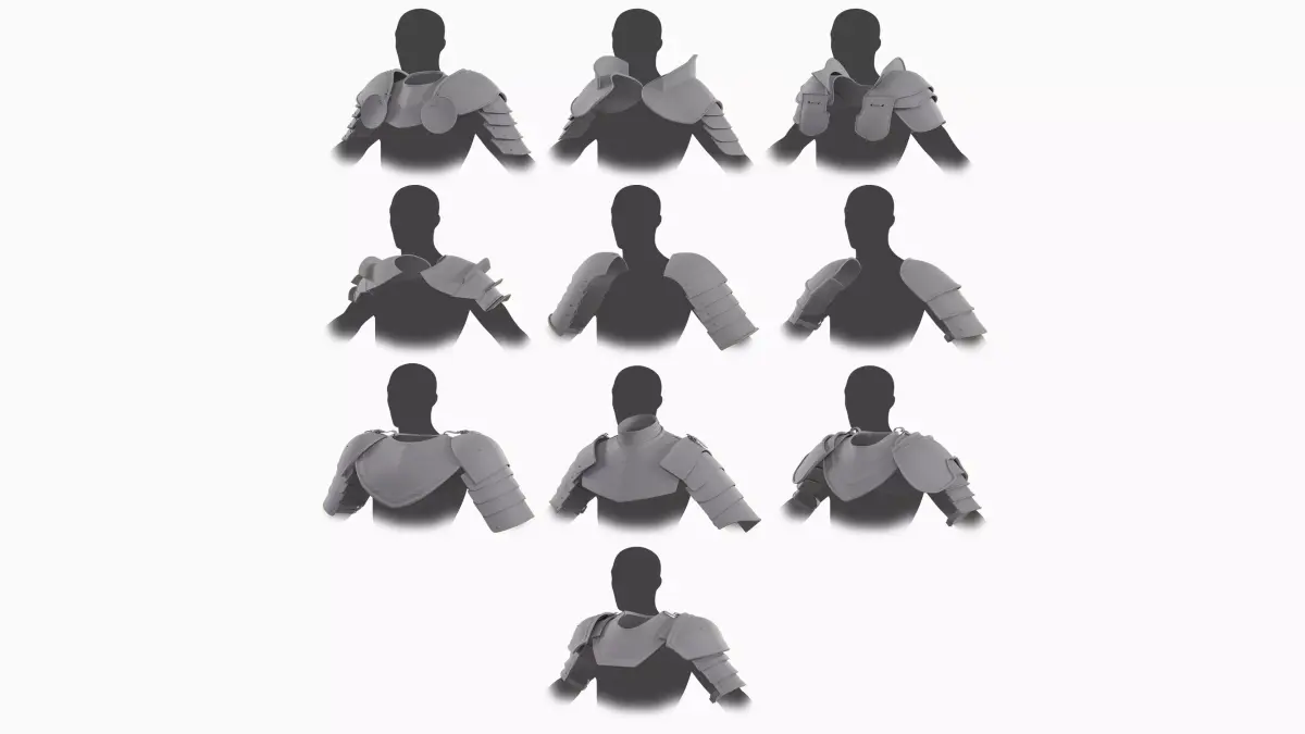 Crusader Shoulder Pads Pack Low-poly 3D model