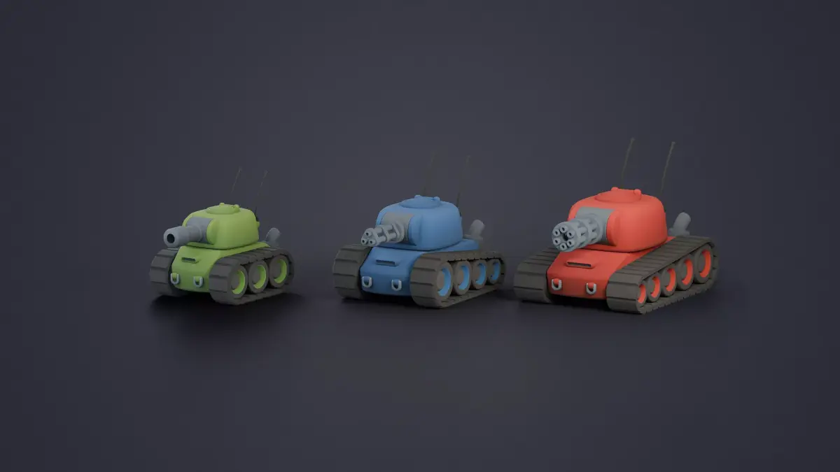 Modular Stylized Tank Low-poly 3D model