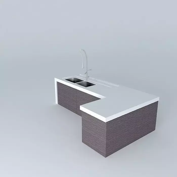 Bench with rack and double bowl Free 3D model