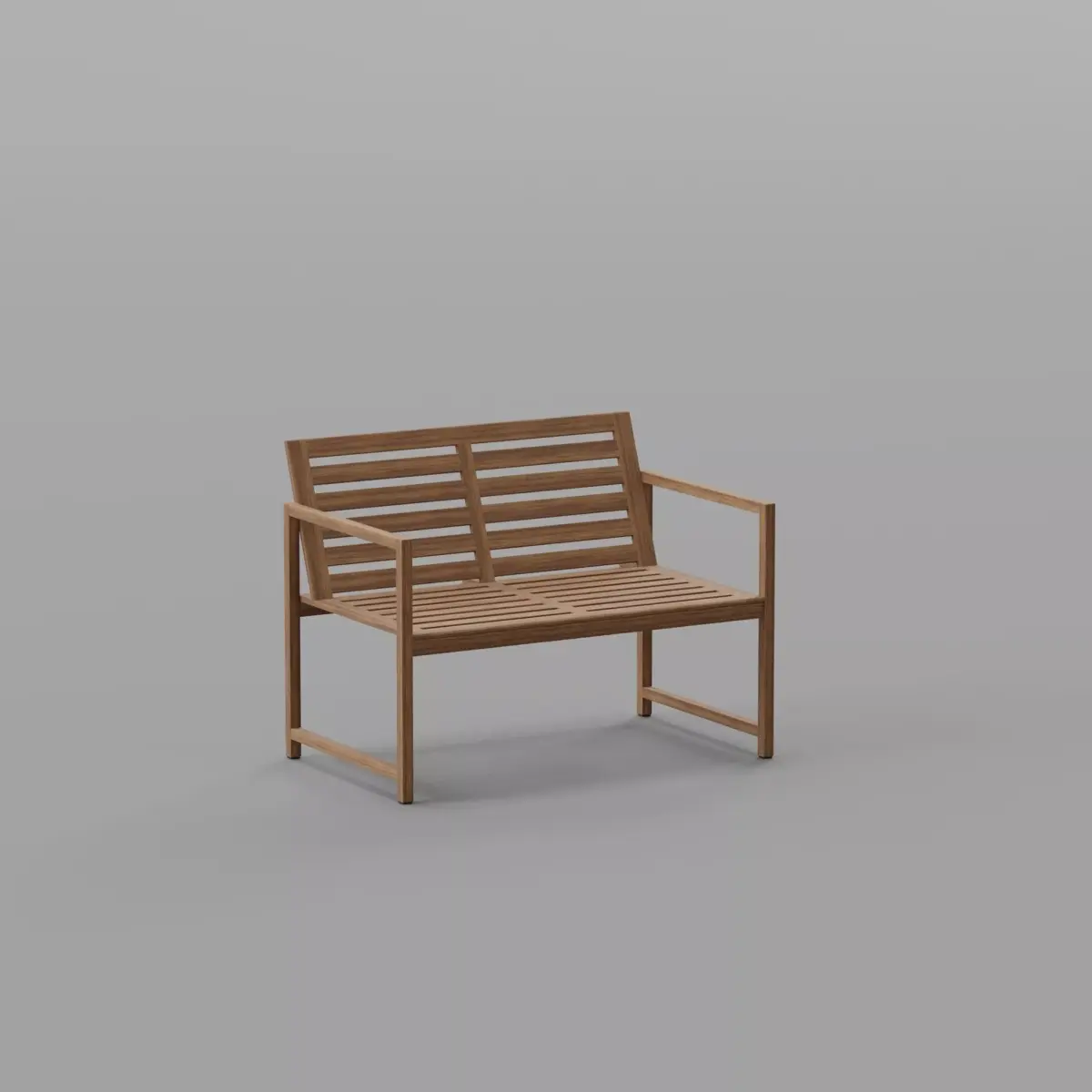 Wooden Bench Low-poly 3D model 8