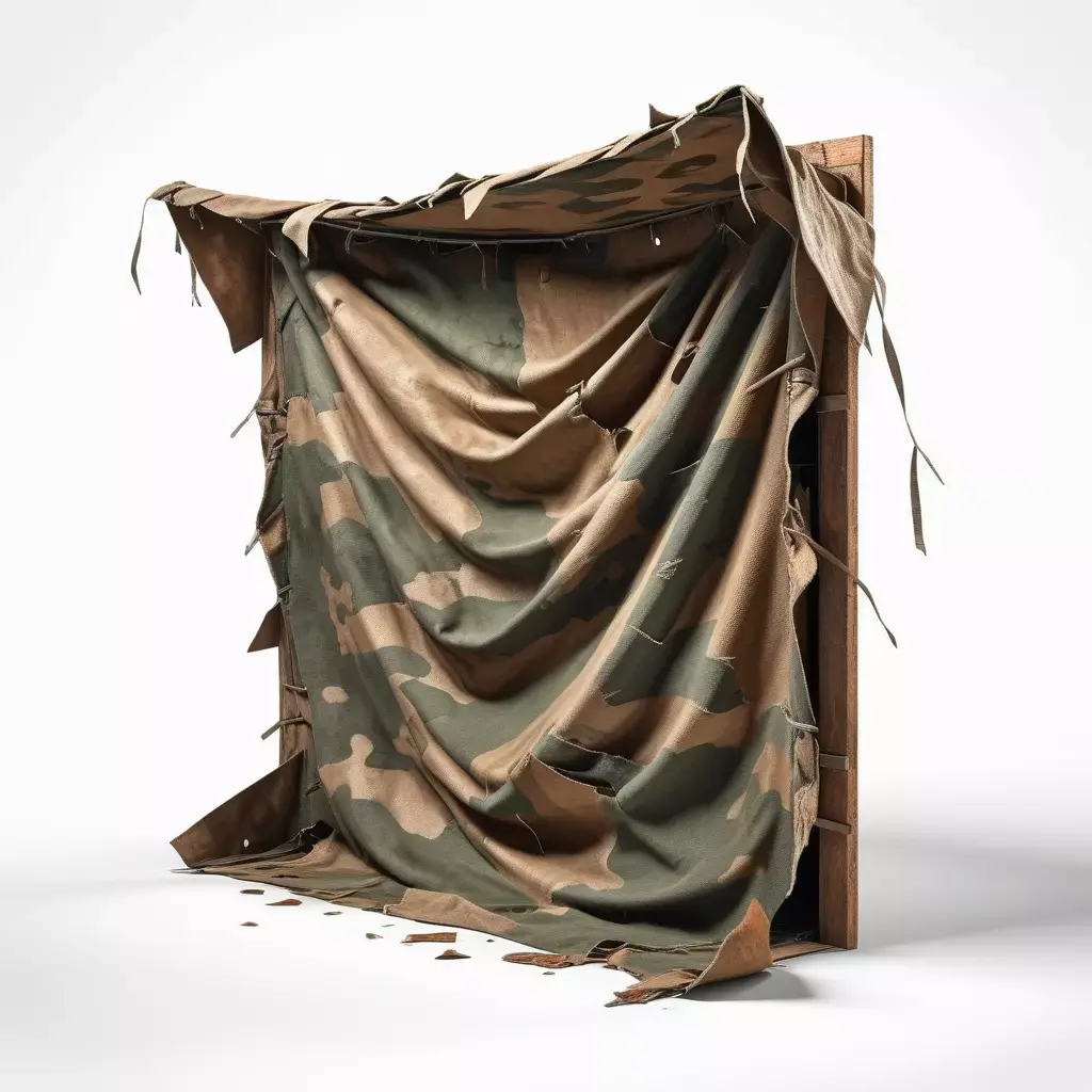 Worn Camouflage Tarp Shelter Prop 3D model