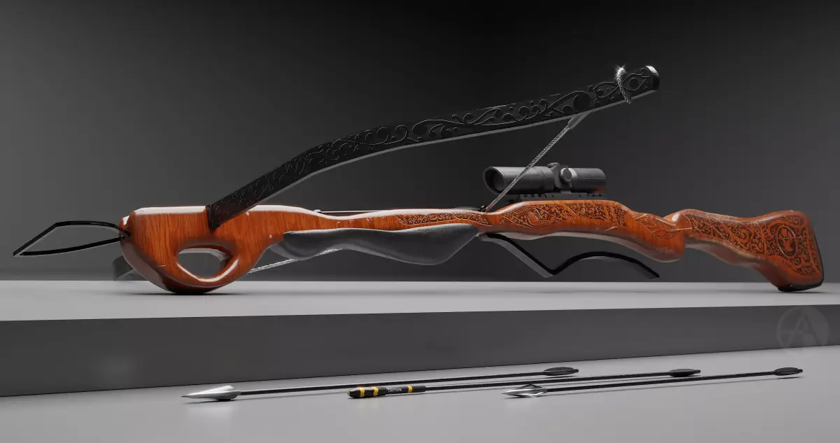 Medieval Retrofitted Crossbow Low-poly 3D model