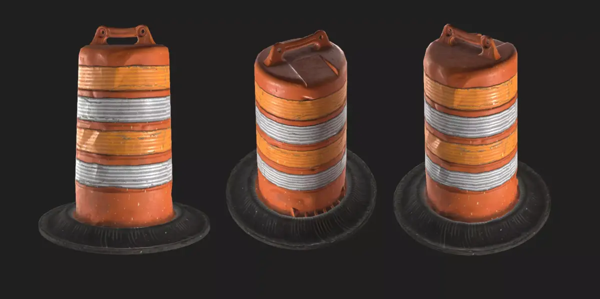 Construction Barrel Low-poly 3D model
