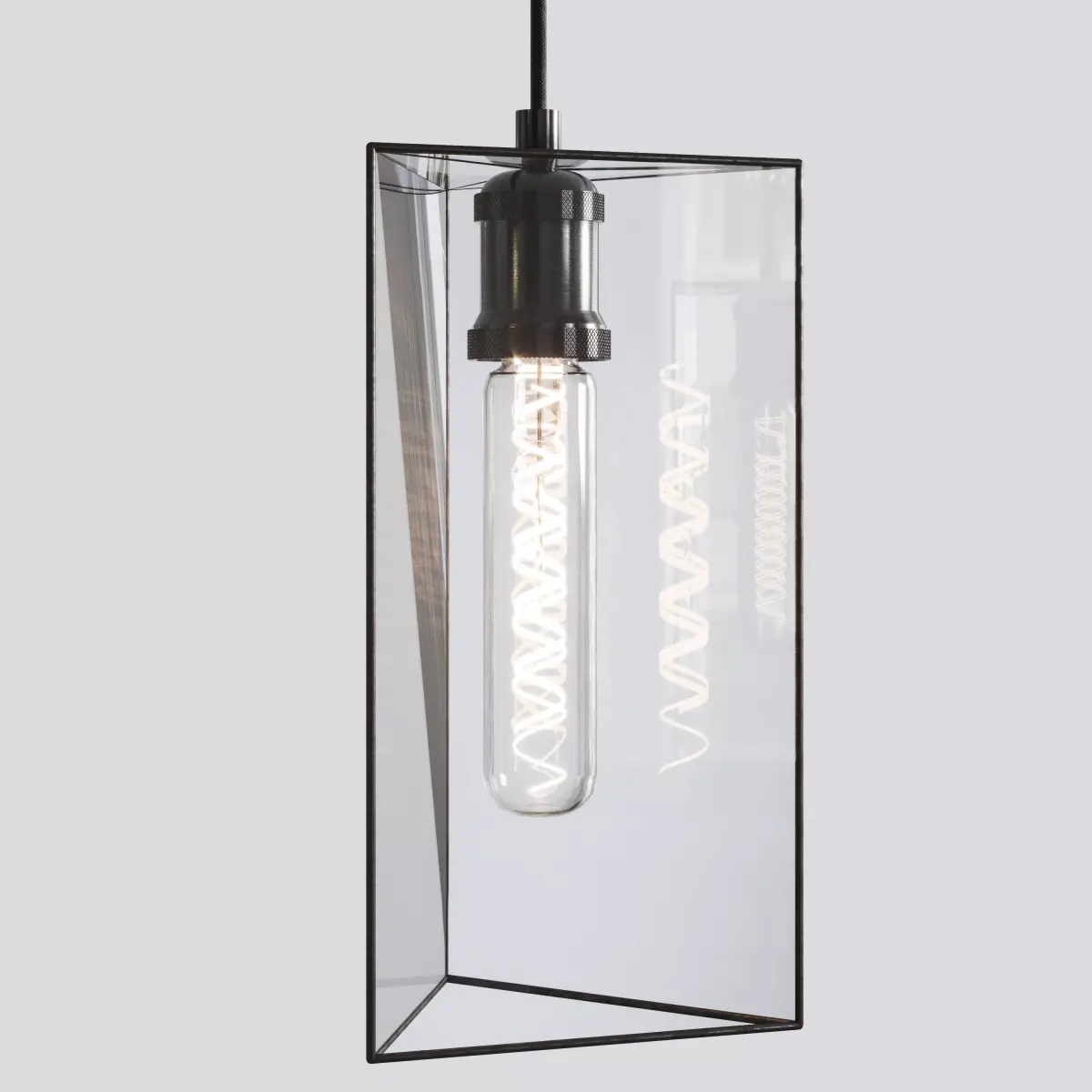 Pendant geometric glass light Triangular prism Free 3D model