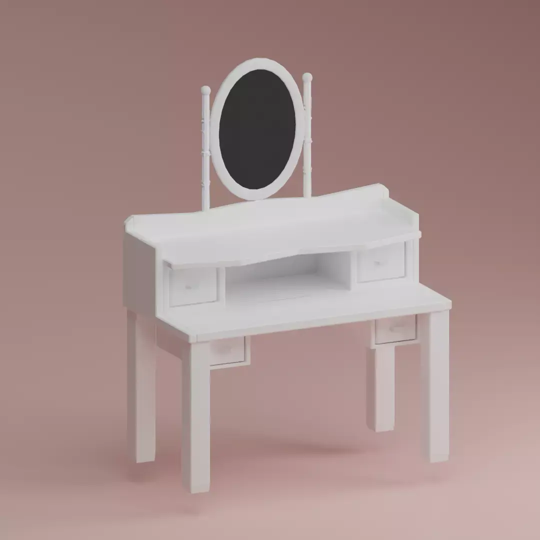 Makeup Table aesthetic mirror blender 3D model Free low-poly 3D model