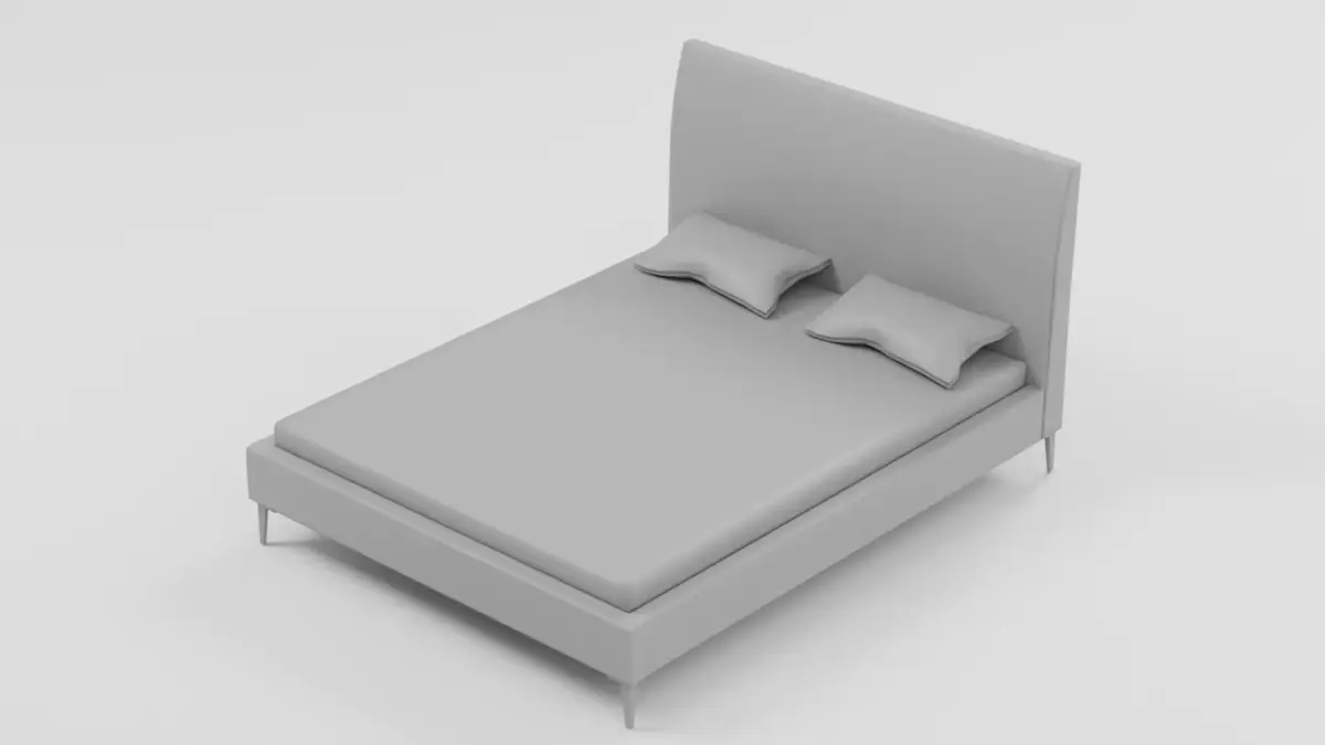 Modern Minimalist Double Bed with Pillows Free low-poly 3D model