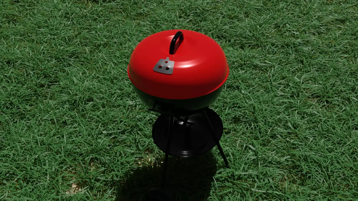Portable Red Kettle Trolley charcoal barbecue Free 3D model
