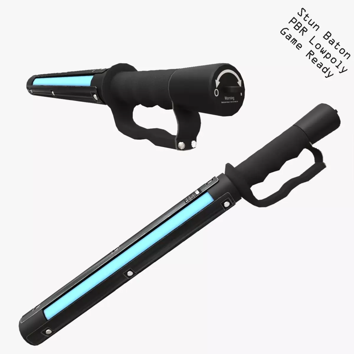 Taser stun baton Low-poly 3D model