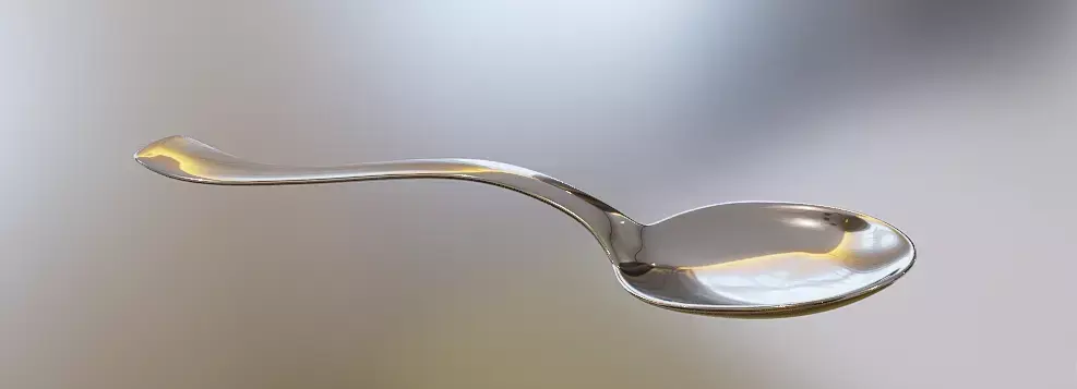 Spoon silver on table Free 3D model