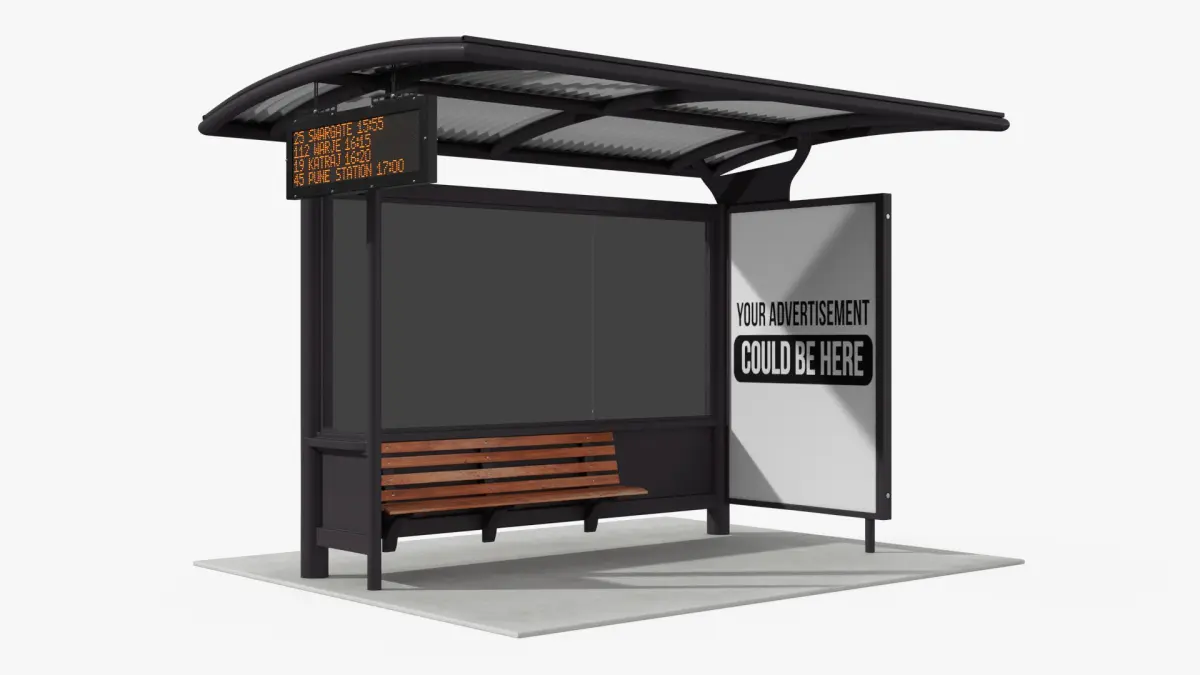 Smart Bus Stop Shelter with LED Arrival Board 3D model