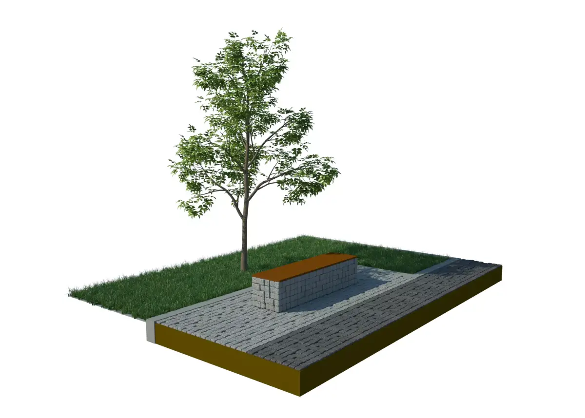 Bench with tree in middle 3D model
