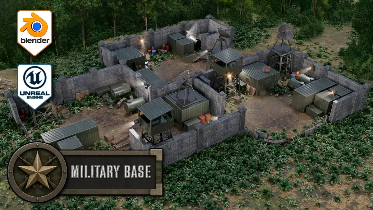 3DT Military Base Modular Pack Low-poly 3D model