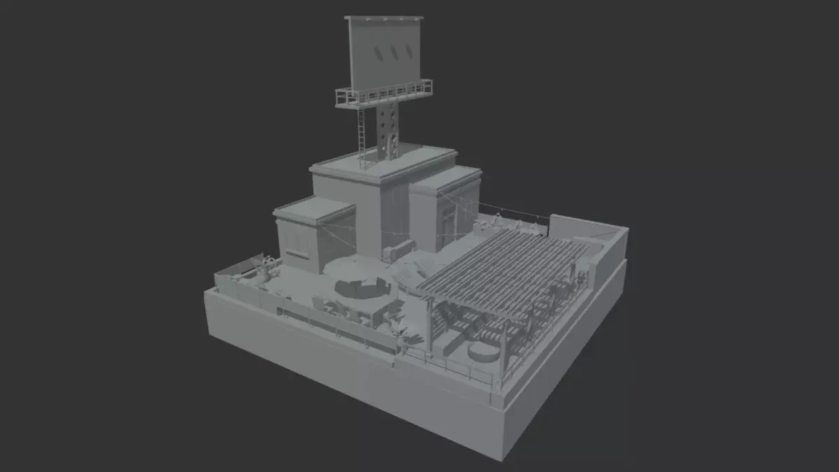 Roof Top Terrace Low-poly 3D model