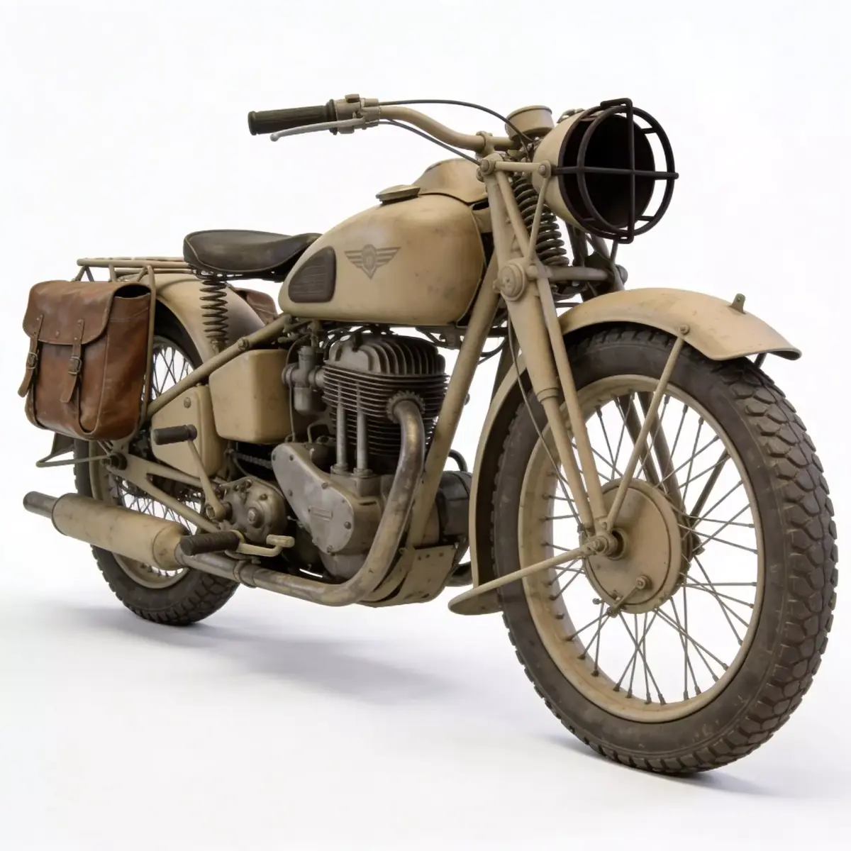 WWII Desert Military Motorcycle 3D Model Low-poly 3D model