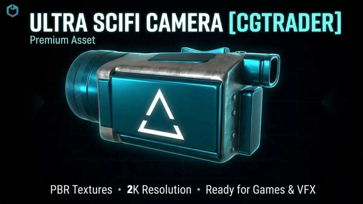 Sci-Fi Futuristic Handheld Camera Game Ready PBR Low-poly 3D model