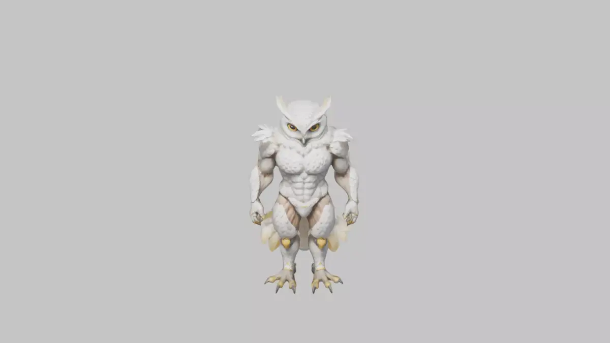 Owl Warrior Character Low-poly 3D model