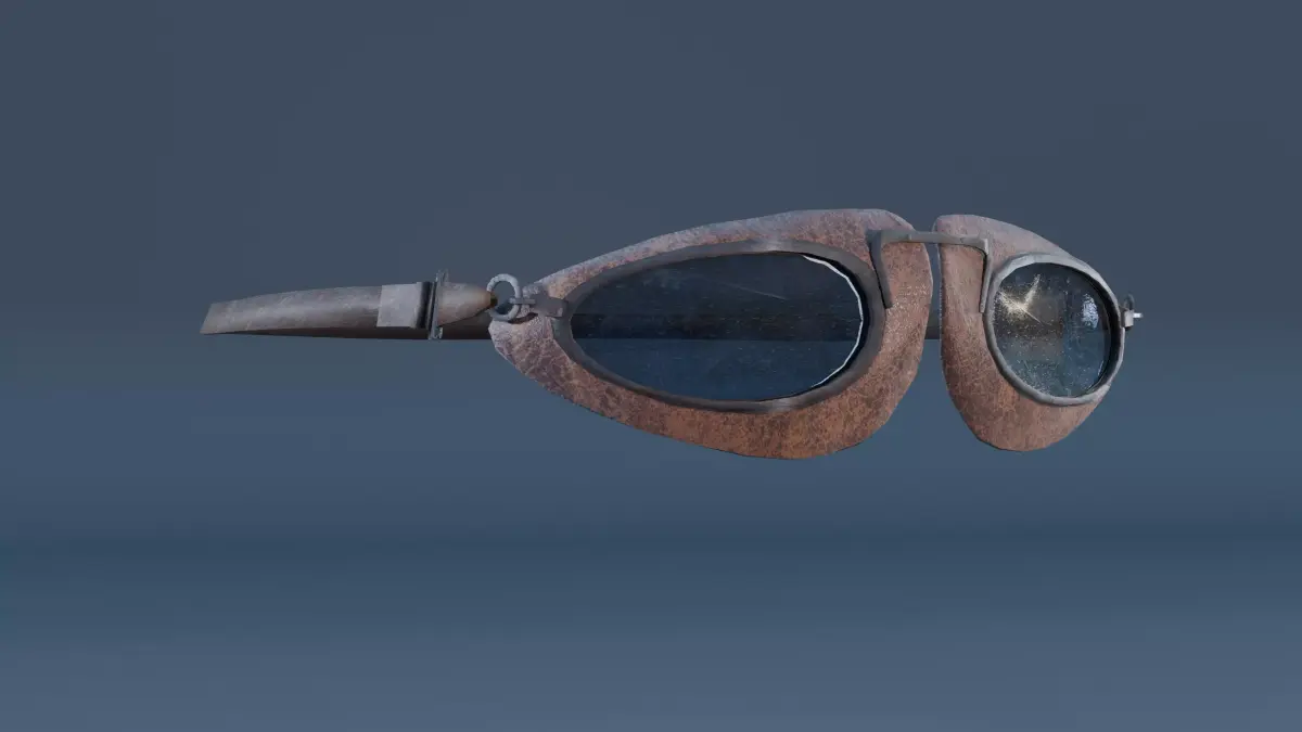 Worn Vintage Aviator Goggles Low-poly 3D model