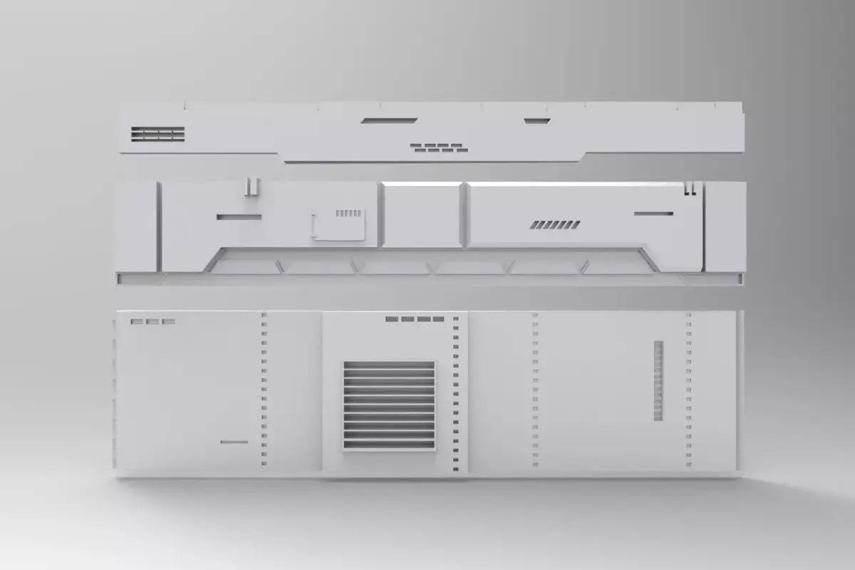 sci-fi wall architect interior kitbash 3D print model