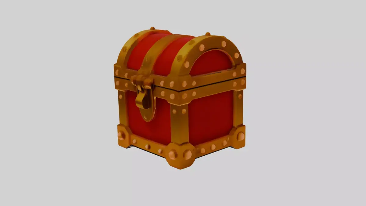 Treasure Chest Red  Low-poly 3D model
