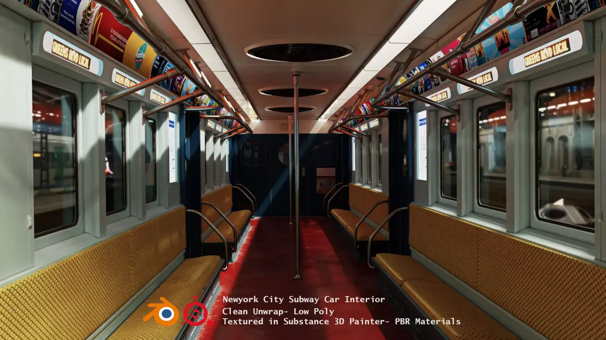 NYC Subway Car Interior 3D model