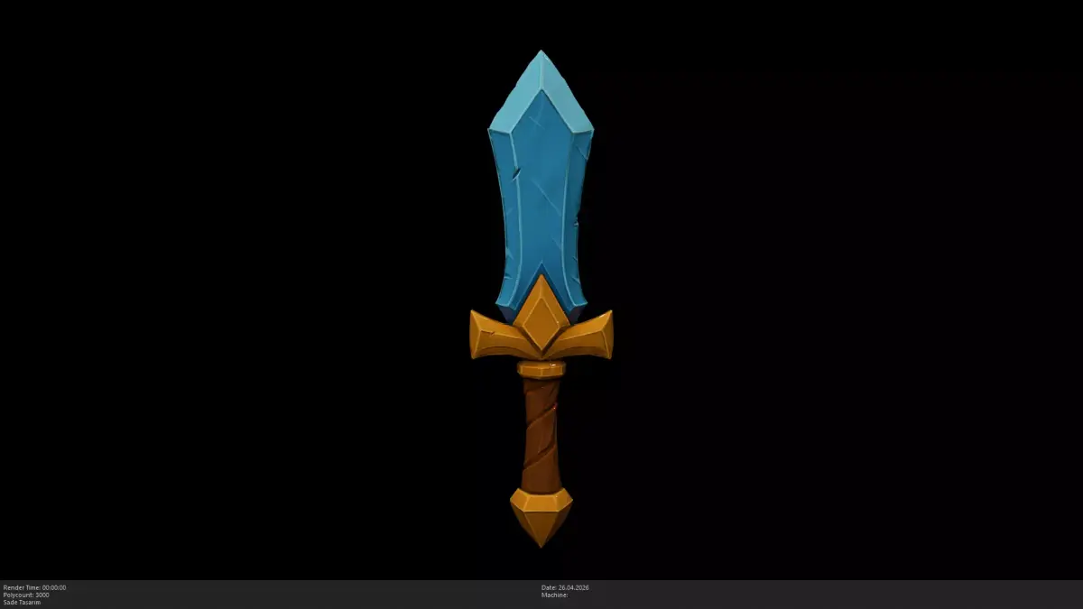 Stylized Frost Dagger Game Ready - AI Low-poly 3D model