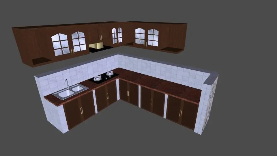Kitchen Furniture included Texture Low-poly 3D model