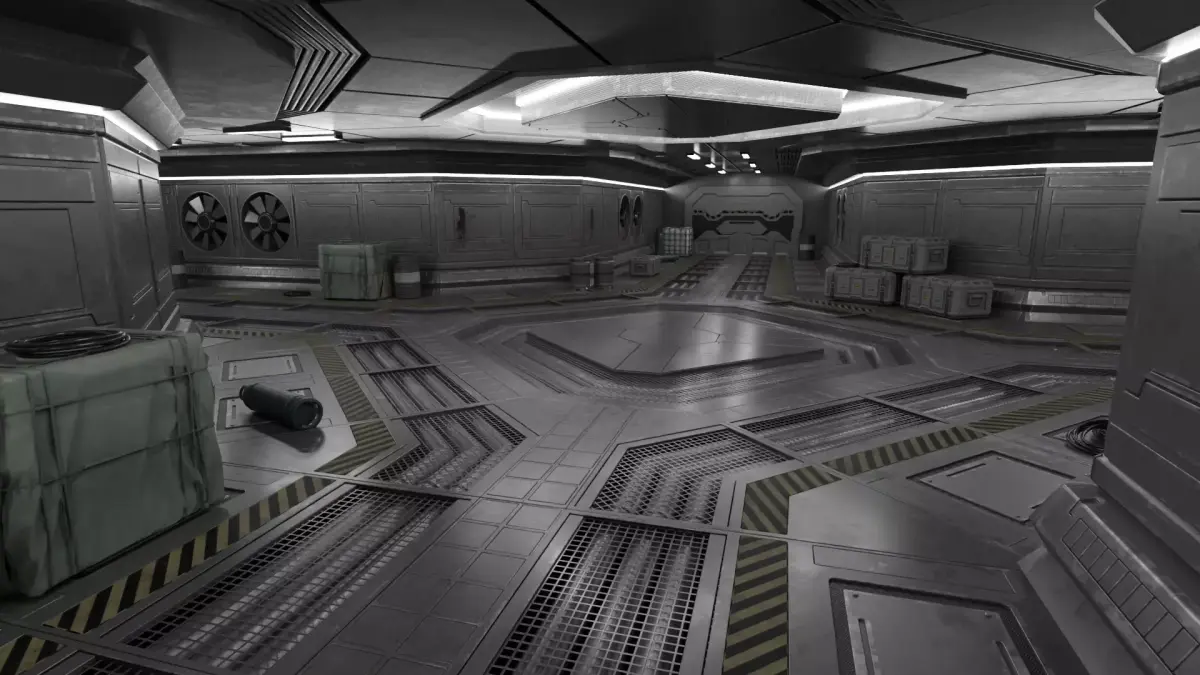 Space Ship Hallway Low-poly 3D model