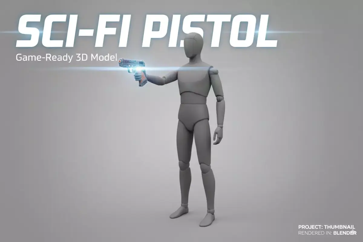 low poly sci-fi gun Low-poly 3D model purchase