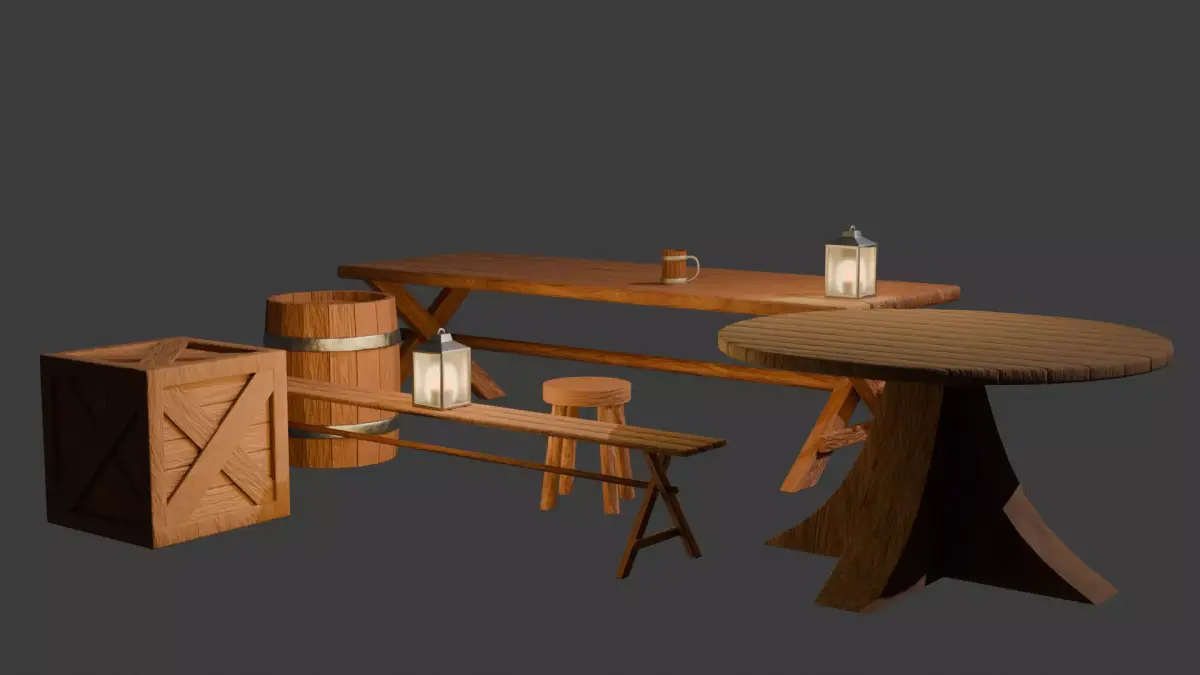 Tavern assets pack 1 Low-poly 3D model