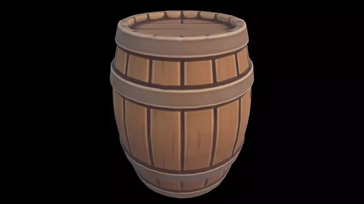 Low Poly Stylized Medieval Wooden Barrel Variant B Low-poly 3D model