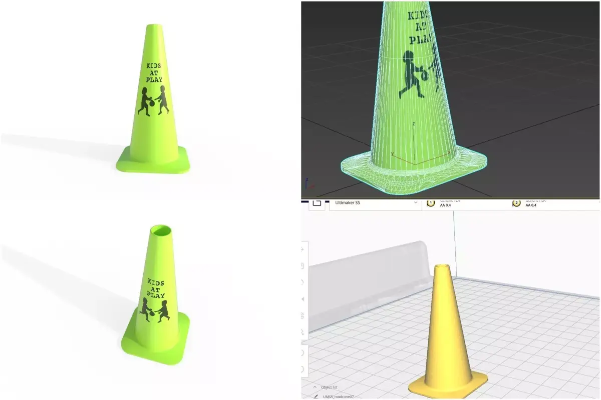 Road Cone M7 - With STL Low-poly 3D model
