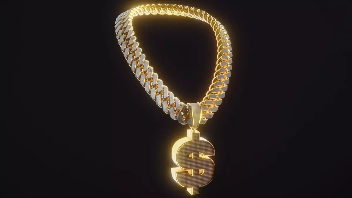 Cash Symbol Diamond Chain Low-poly 3D model