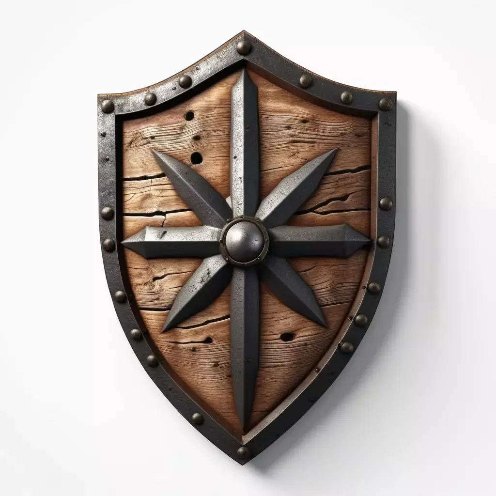 Weathered Wooden Shield with Iron Boss 3D model