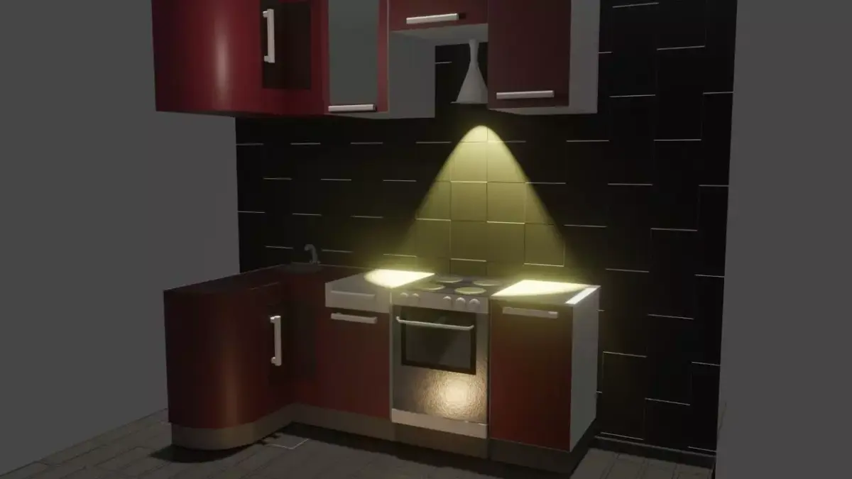kitchen with stove and oven Free low-poly 3D model