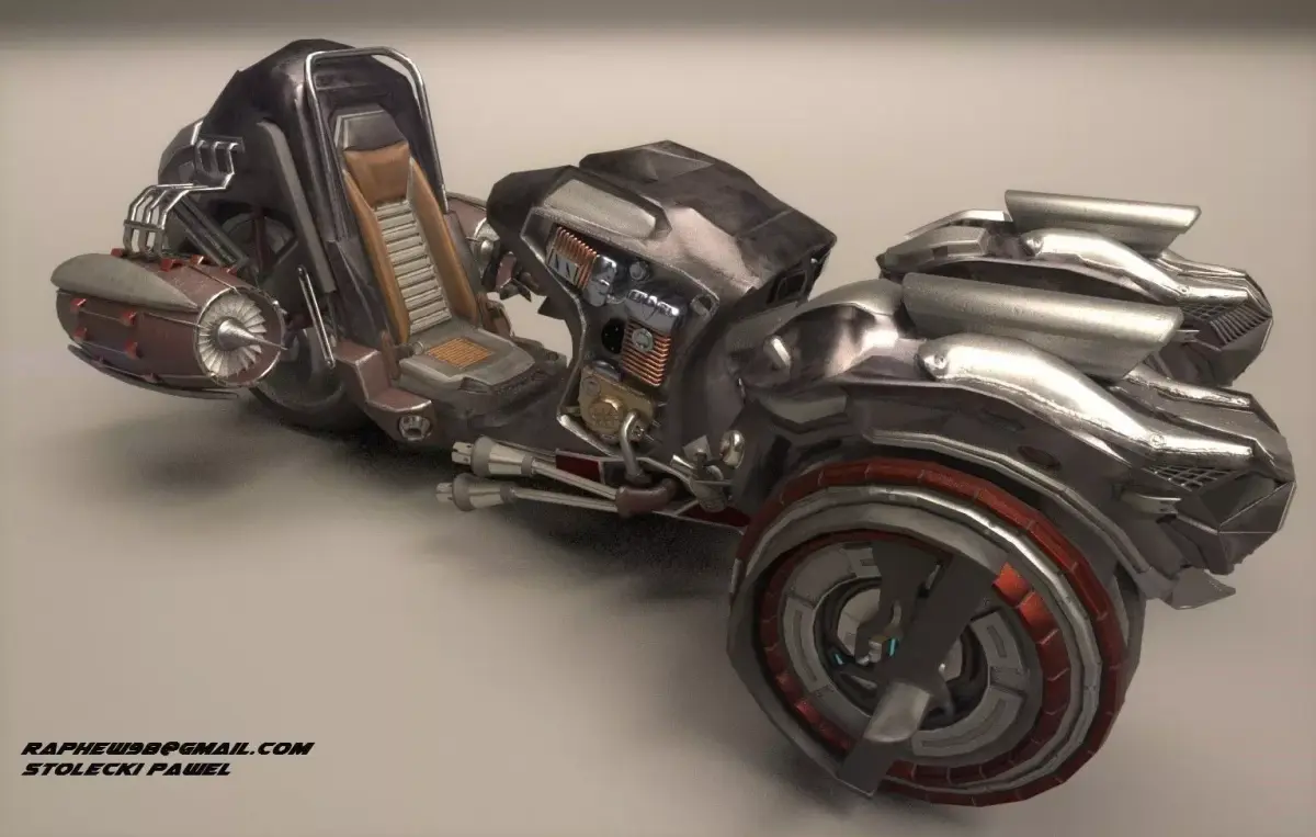Futuristic Motorcycle Vehicle Game Ready model  Low-poly 3D model