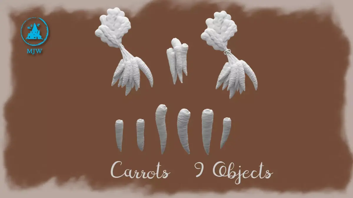 Carrot Bundle Miniature Vegetables  Dollhouse and Diorama 3D print model