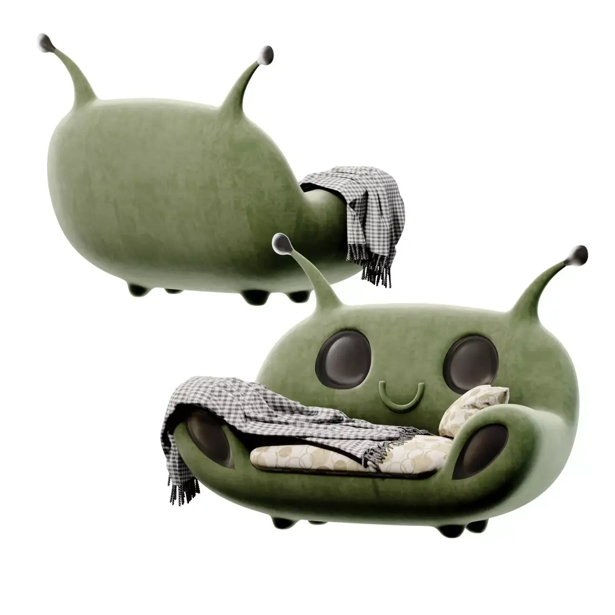 Modern children cartoon two-seater sofa Free 3D model
