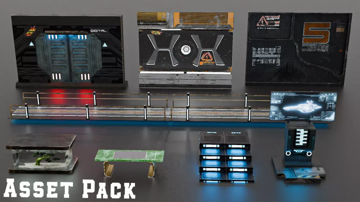 Cyber Forge Sci-Fi Modular Asset Pack Low-poly 3D model