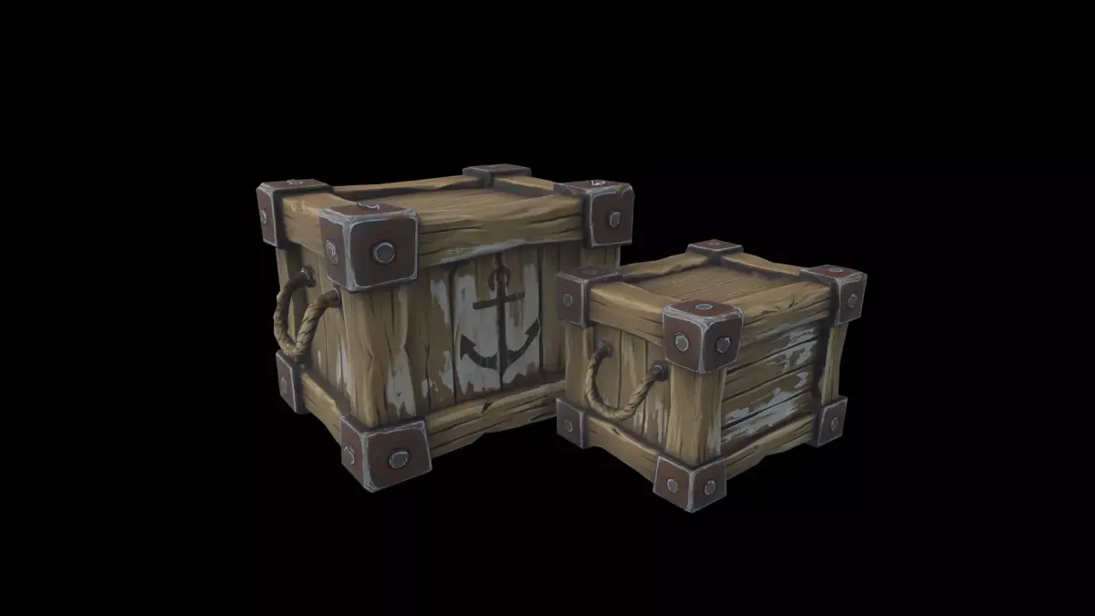 Low Poly Stylized Nautical Crate Set Low-poly 3D model